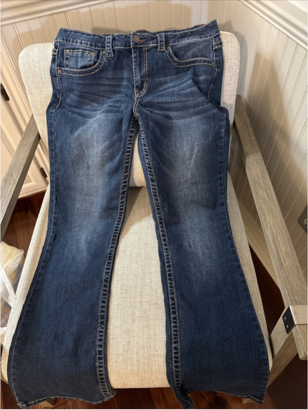 Shyanne Womens Boho Country Western Bootcut Bottom Jeans Size 33